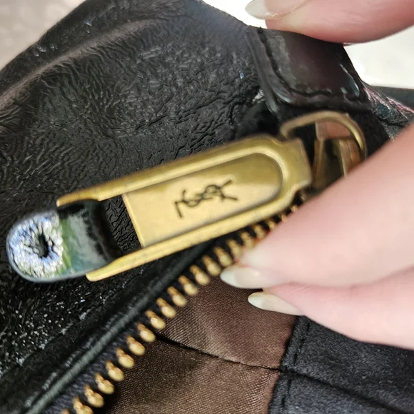 YSL "Rive Gauche" Black Leather Tote Bag - Picture 8 of 10